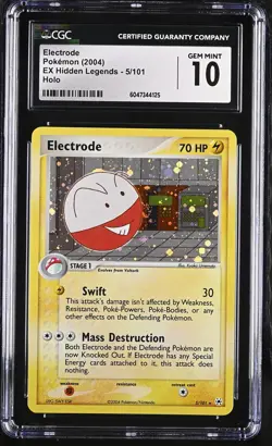 CGC 10 GEM MINT Electrode 2004 EX Hidden Legends 5/101 Holo Pokemon Card - Image 1