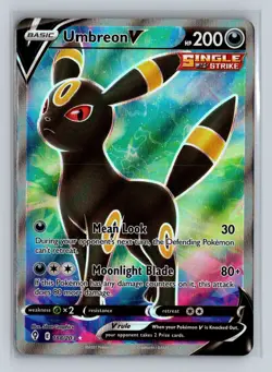 Pokemon TCG Evolving Skies Umbreon v Full Art Ultra Rare Holo Card 188/203 NM - Image 1