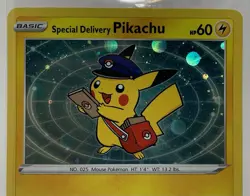 Pokemon Card Special Delivery Pikachu SWSH074 Holo Promo w/ SWIRL Unopened - Image 3