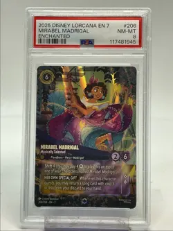 MIRABEL MADRIGAL 2025 DISNEY LORCANA 7 ENCHANTED HOLO #206 PSA 8 Q2359 - Image 1