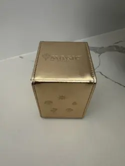 MTG Magic the Gathering Ultra Pro commander deck box gold leatherette flip box - Image 1