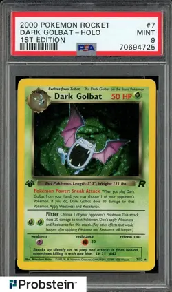 2000 Pokemon Team Rocket 1st Edition #7/82 Dark Golbat Holo PSA 9 MINT - Image 1
