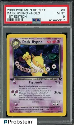 2000 Pokemon Team Rocket 1st Edition #9/82 Dark Hypno Holo PSA 9 MINT - Image 1