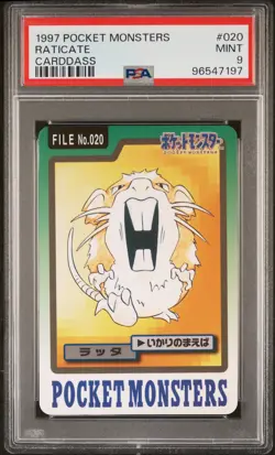 1997 POCKET MONSTERS CARDDASS #020 RATICATE PSA 9 - Image 1