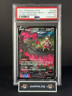2022 Pokemon Sword & Shield Astral Radiance Fa Galarian Moltres V #TG20 PSA 10 - Image 1