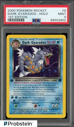 2000 Pokemon Team Rocket 1st Edition #8/82 Dark Gyarados Holo PSA 9 MINT - Image 1