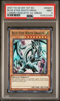 2021 YU-GI-OH! LEGEND DUELISTS: SEASON 2 #EN001 BLUE-EYES WHITE DRAGON PSA 9 - Image 1