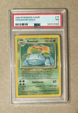 1999 Pokemon Base Set Venusaur Holo Card #15 PSA 7 - Image 1