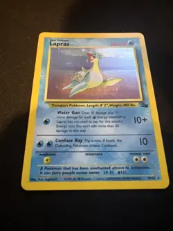 Pokemon TCG Lapras Fossil Holo Unlimited Rare Card 10/62 HP - Image 1