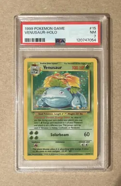 1999 Pokemon Base Set Venusaur Holo Card #15 PSA 7 - Image 1