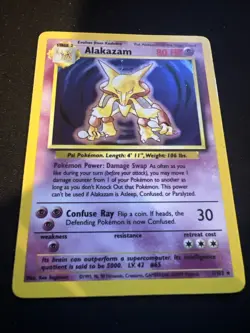 Pokemon Alakazam TCG Base Set Holo Card 1/102 Unlimited Rare HP - Image 1