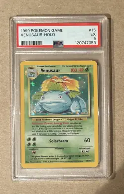 1999 Pokemon Base Set Venusaur Holo Card #15 PSA 5 - Image 1