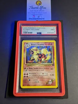 PSA 9 - Blaine’s Arcanine 1/132 Gym Challenge Holo Rare Pokemon Card + Guard 🟧 - Image 3