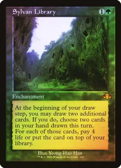 MTG Sylvan Library Retro Frame FOIL NM Dominaria Remastered Magic - Image 1