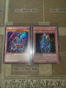 YUGIOH DARK NECROFEAR MC1 SECRET + CURSE NECROFEAR LDS3 SECRET LIMITED ED NM - Image 1