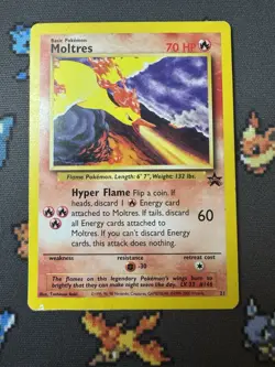 Pokemon MOLTRES Card BLACK STAR PROMO WOTC - MP - Image 2