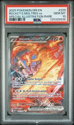 Pokemon TCG Team Rockets Moltres EX Destined Rivals Card 229/182 Gem MT PSA 10 - Image 1