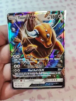 Pokemon TCG Tauros GX Holo Ultra Rare Card Sun & Moon Base Set 100/149 - Image 1