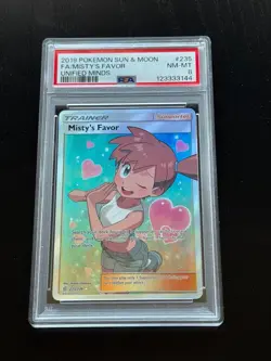 Mistys Favor 235/236 SM Unified Minds holo Full Art Pokemon TCG Card PSA 8 - Image 1