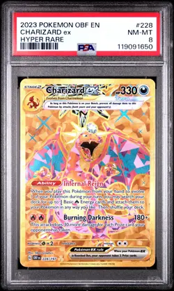 Charizard Ex Hyper Rare Pokemon Obf En-Obsidian Flames 228 NM PSA 8 - Image 1