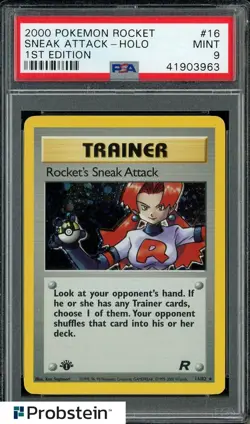2000 Pokemon Team Rocket 1st Edition #16/82 Rocket's Sneak Attack Holo PSA 9 - Image 1