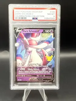 2021 POKEMON SWSH BLACK STAR PROMO CELEBRATIONS COLLECTION DARK SYLVEON V PSA 8 - Image 1