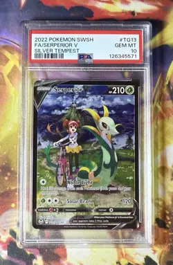 2022 POKEMON SWORD & SHIELD SILVER TEMPEST #TG13 FULL ART/SERPERIOR V PSA 10 - Image 1