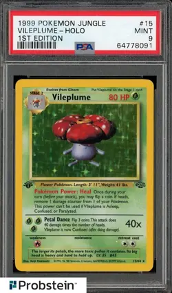 1999 Pokemon Jungle 1st Edition #15/64 Vileplume Holo PSA 9 MINT - Image 1