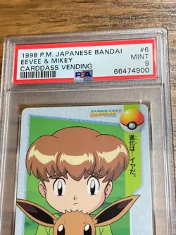 Pokemon Carddass Card Eevee & Mikey 6 Bandai Pocket Monsters 1998 PSA 9 - Image 3