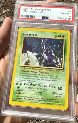 PSA 8 Heracross Holo 6/111 Neo Genesis 2000 Vintage Pokemon Card NM-MT - Image 3
