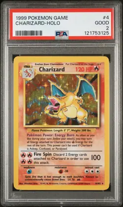 Pokemon TCG Charizard 1999 Base Set Holo Rare Card 4/102 PSA 2 - Image 1