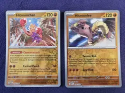 Hitmonlee And Hitmonchan Near Mint Holo SV 151 Pokemon Trading Cards 2x Lot - Image 1