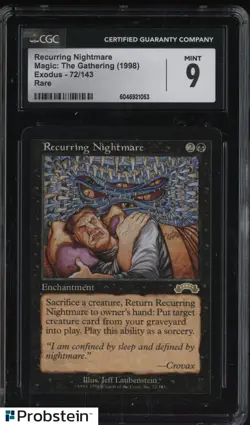 1998 Magic The Gathering MTG Exodus #72/143 Recurring Nightmare CGC 9 MINT - Image 1