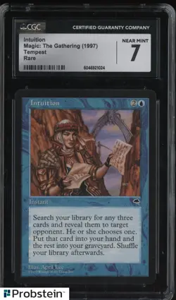1997 Magic The Gathering MTG Tempest Intution Rare CGC 7 NM - Image 1