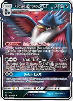 Pokemon Unbroken Bonds Honchkrow GX 109/214 Ultra Rare - Image 1
