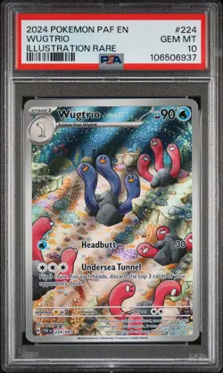 Wugtrio PSA10 2024 Pokemon Paf En-Paldean Fates Illustration Rare #224 - Image 1