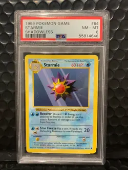 STARMIE 1999 Pokemon Game 64 Shadowless PSA 8 NM-MT - Image 1