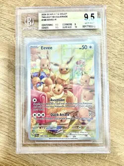 BGS 9.5 Pokemon 2024 Eevee 188 IR Scarlet & Violet Twilight Masquerade PSA 10 - Image 1