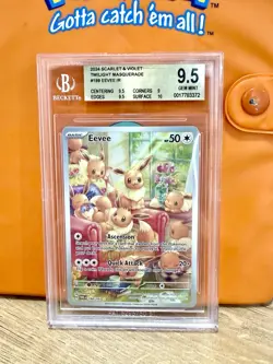 BGS 9.5 Pokemon 2024 Eevee 188 IR Scarlet & Violet Twilight Masquerade PSA 10 - Image 3