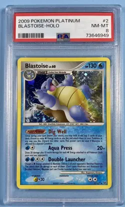 2009 Pokemon Blastoise Platinum Base Set 2/127 - Holo Rare - PSA 8 NM-MINT - Image 1