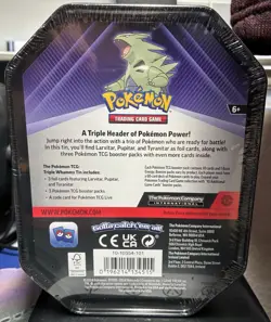 Pokemon TCG: Tyranitar Triple Whammy Collectors Tin - Factory Sealed - Image 2