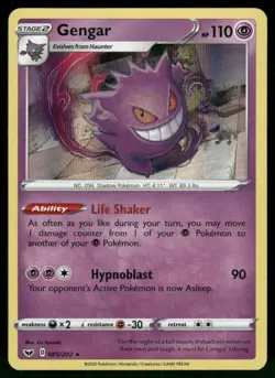Gengar 085/202 Holo Rare Holo NM Pokemon SWSH01: Sword & Shield Base Set - Image 1