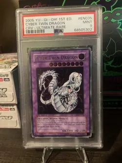 YUGIOH 1ST ED CRV-EN035 CYBER TWIN DRAGON ULTIMATE RARE PSA 9 MINT - Image 1