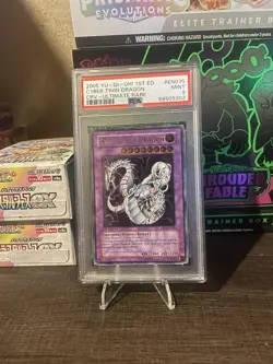YUGIOH 1ST ED CRV-EN035 CYBER TWIN DRAGON ULTIMATE RARE PSA 9 MINT - Image 3