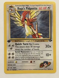 Pokemon TCG Koga's Pidgeotto Gym Challenge 27/132 1st Edition Rare Card - Image 1
