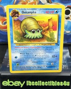 Pokemon Card TCG Omanyte Vintage 52/62, Fossil Wotc 1999 NM Free Shipping - Image 1