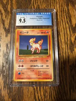 Pokemon Japanese Base Set Ponyta 77 CGC Gem Mint 9.5 1996 -Graded Card psa bgs - Image 1
