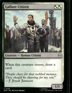 MTG Magic the Gathering Spider-Man Common Base 129 Gallant Citizen - Image 1