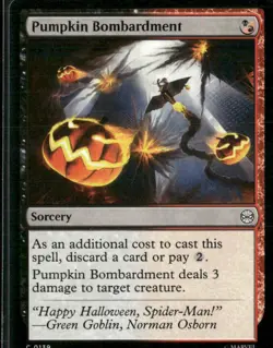 MTG Magic the Gathering Spider-Man Common Base 139 Pumpkin Bombardment - Image 1