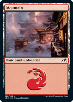 Mountain (290) Light Play, English Magic the Gathering MTG Kamigawa: Neon Dynast - Image 1